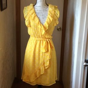Forever  21. Yellow  and white dress polyester